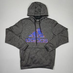 Adidas Climawarm Hoodie Men's‎ S Gray Pullover Fleece Logo Sweatshirt Athletic